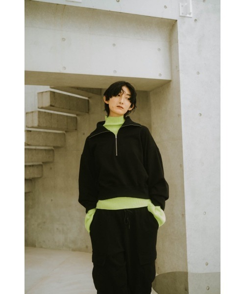 Knuth Marf(クヌースマーフ)の「half zip sweat tops(unisex)(スウェット・レディース・グレー/ブラック/アイボリー・MEDIUM/SMALL)」の1枚目の写真