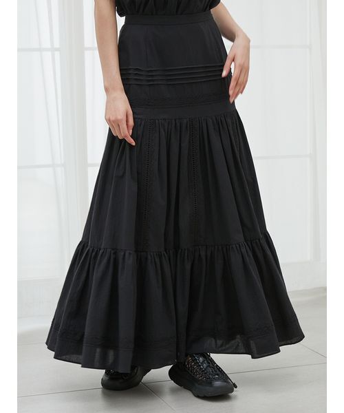 SNIDEL（スナイデル）の「コットンレーススカート（スカート・レディース・ブラック/ホワイト/レッド・0/1）」の9枚目の写真