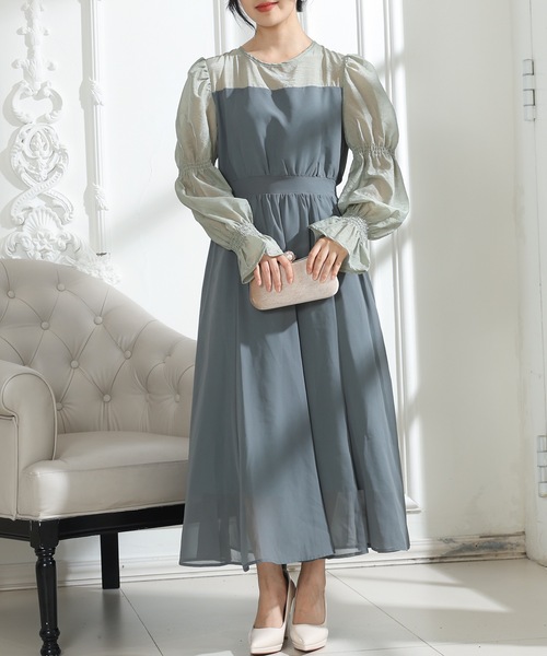 Lace Ladies(レースレディース)の「配色 クルーネック キャンディースリーブ ギャザー ドレス(ドレス・レディース・ミント/ネイビー/ブラック/ブラウン・FREE/S)」の20枚目の写真