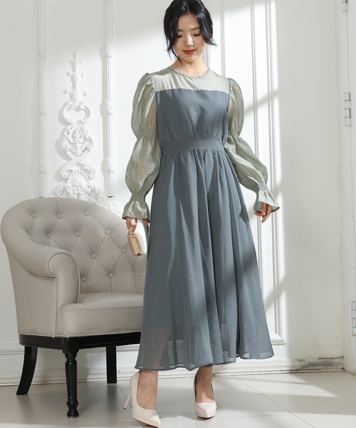 Lace Ladies(レースレディース)の「配色 クルーネック キャンディースリーブ ギャザー ドレス(ドレス・レディース・ミント/ネイビー/ブラック/ブラウン・FREE/S)」の21枚目の写真