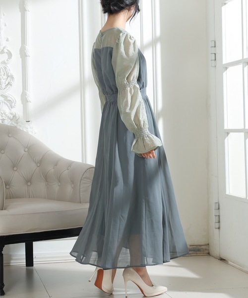 Lace Ladies(レースレディース)の「配色 クルーネック キャンディースリーブ ギャザー ドレス(ドレス・レディース・ミント/ネイビー/ブラック/ブラウン・FREE/S)」の22枚目の写真