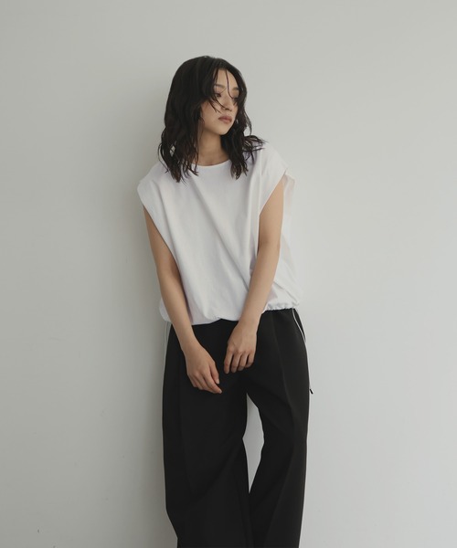 hellam(へラム)の「【販売終了】ドロストショルダータックTシャツ(Tシャツ/カットソー・レディース・チャコール/ブラウン/ブラック/オフホワイト・FREE)」の16枚目の写真