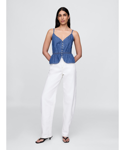 GAP（ギャップ）の「デニム ぺプラム キャミソール（キャミソール・レディース・インディゴブルー・XS/S/M/L/XXS）」の2枚目の写真