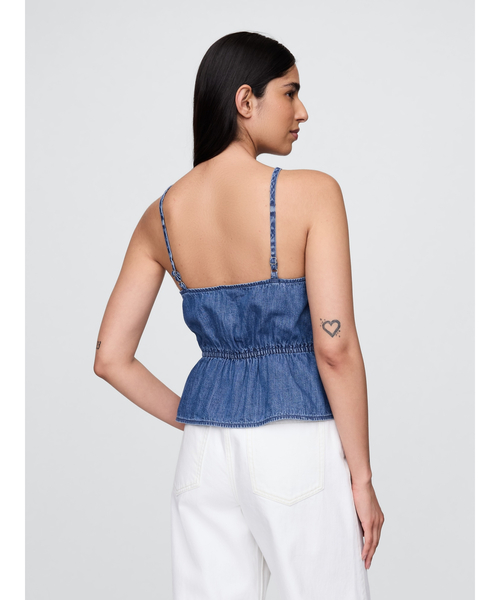 GAP（ギャップ）の「デニム ぺプラム キャミソール（キャミソール・レディース・インディゴブルー・XS/S/M/L/XXS）」の4枚目の写真
