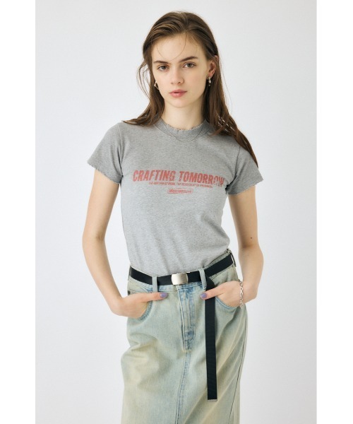 MOUSSY(マウジー)の「FADED LOGO Tシャツ(Tシャツ/カットソー・レディース・杢グレー/ライトピンク/ライトブラック・FREE)」の3枚目の写真