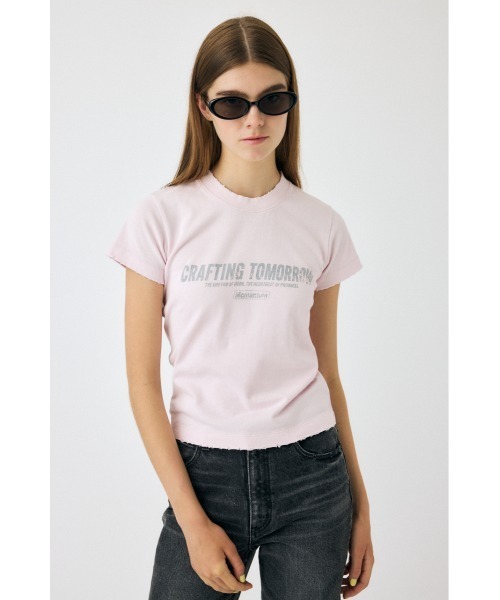 MOUSSY(マウジー)の「FADED LOGO Tシャツ(Tシャツ/カットソー・レディース・杢グレー/ライトピンク/ライトブラック・FREE)」の1枚目の写真
