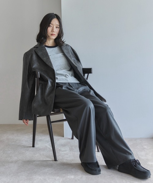 feepur（フェピュール）の「ビンテージレザーテーラードジャケット（テーラードジャケット・レディース・ブラック/ブラウン・MEDIUM）」の8枚目の写真