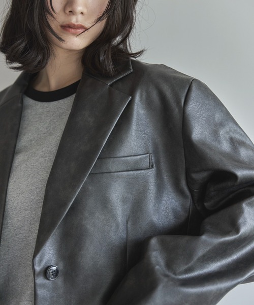 feepur（フェピュール）の「ビンテージレザーテーラードジャケット（テーラードジャケット・レディース・ブラック/ブラウン・MEDIUM）」の14枚目の写真