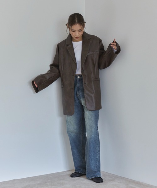 feepur（フェピュール）の「ビンテージレザーテーラードジャケット（テーラードジャケット・レディース・ブラック/ブラウン・MEDIUM）」の18枚目の写真