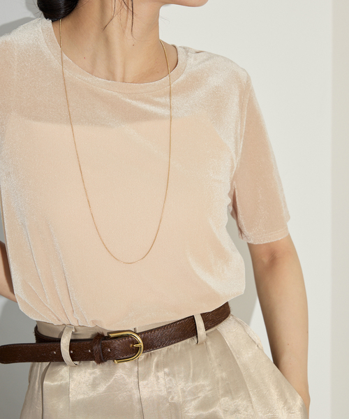 SLOBE IENA(スローブイエナ)の「ベロアTシャツ(Tシャツ/カットソー・レディース・ブラック/サックスブルー/グレー/ベージュ・FREE)」の4枚目の写真