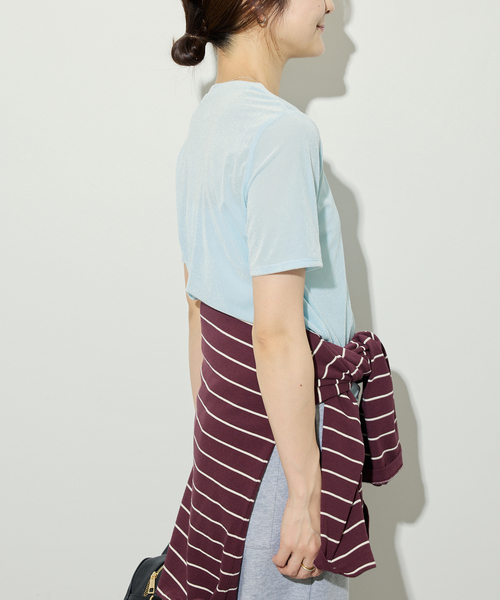 SLOBE IENA(スローブイエナ)の「ベロアTシャツ(Tシャツ/カットソー・レディース・ブラック/サックスブルー/グレー/ベージュ・FREE)」の5枚目の写真