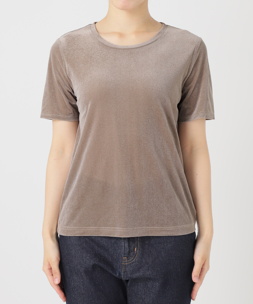 SLOBE IENA(スローブイエナ)の「ベロアTシャツ(Tシャツ/カットソー・レディース・ブラック/サックスブルー/グレー/ベージュ・FREE)」の6枚目の写真