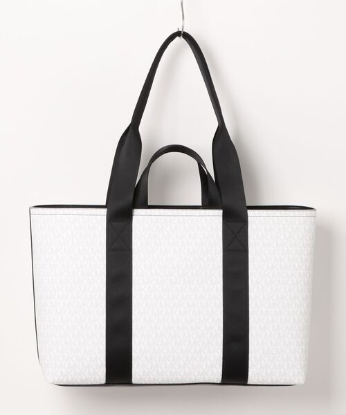 MICHAEL KORS トートバッグ ホワイト/グレー セール】COOPER ロゴ エンボス ぺブル レザー トート（トート