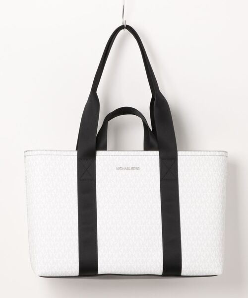 早い者勝ち！訳あり新品 MICHAEL KORS トートバッグ ホワイト セール】COOPER デュアル ハンドル トート ウィズ ジップ - MK
