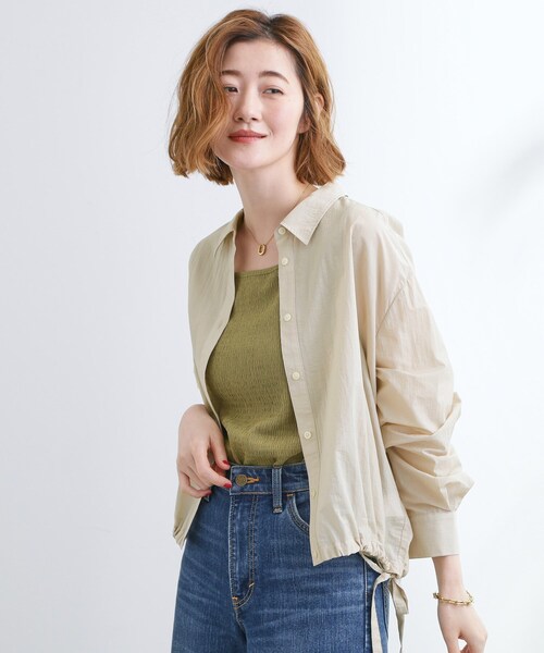 grove(グローブ)の「【UVカット/洗える】クロップドシアーシャツ(シャツ/ブラウス・レディース・サックスブルー/ナチュラル/オレンジ系/チャコールグレー・02/03/01/04/05)」の2枚目の写真