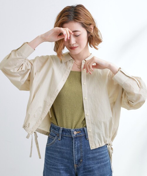 grove(グローブ)の「【UVカット/洗える】クロップドシアーシャツ(シャツ/ブラウス・レディース・サックスブルー/ナチュラル/オレンジ系/チャコールグレー・02/03/01/04/05)」の10枚目の写真