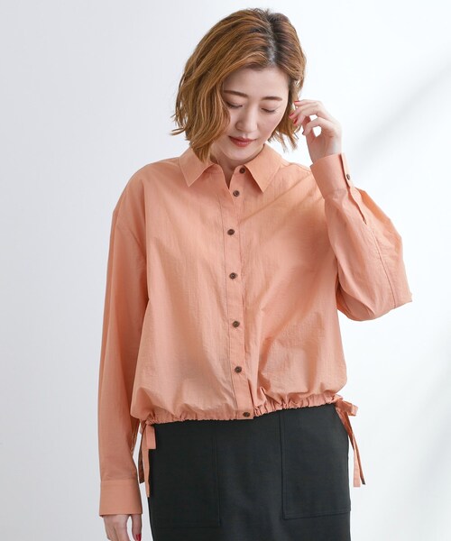 grove(グローブ)の「【UVカット/洗える】クロップドシアーシャツ(シャツ/ブラウス・レディース・サックスブルー/ナチュラル/オレンジ系/チャコールグレー・02/03/01/04/05)」の14枚目の写真