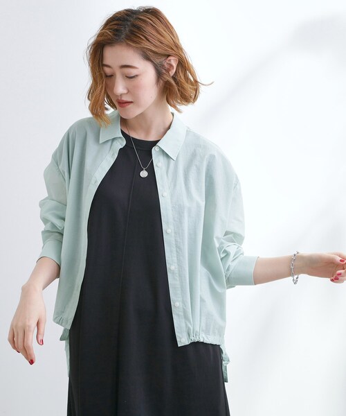 grove(グローブ)の「【UVカット/洗える】クロップドシアーシャツ(シャツ/ブラウス・レディース・サックスブルー/ナチュラル/オレンジ系/チャコールグレー・02/03/01/04/05)」の18枚目の写真
