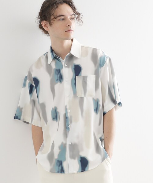 tk.TAKEO KIKUCHI(ティーケータケオキクチ)の「梨地ボカシプリントシャツ(シャツ/ブラウス・メンズ・ネイビー/ダークブラウン/ホワイト/ブラック・04/03/02)」の5枚目の写真