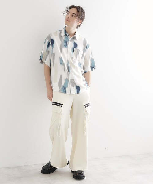 tk.TAKEO KIKUCHI(ティーケータケオキクチ)の「梨地ボカシプリントシャツ(シャツ/ブラウス・メンズ・ネイビー/ダークブラウン/ホワイト/ブラック・04/03/02)」の7枚目の写真