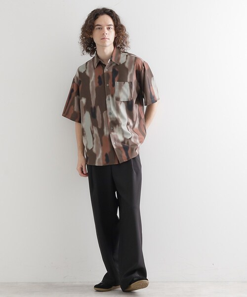 tk.TAKEO KIKUCHI(ティーケータケオキクチ)の「梨地ボカシプリントシャツ(シャツ/ブラウス・メンズ・ネイビー/ダークブラウン/ホワイト/ブラック・04/03/02)」の15枚目の写真