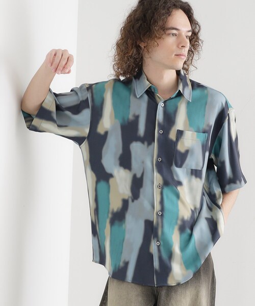 tk.TAKEO KIKUCHI(ティーケータケオキクチ)の「梨地ボカシプリントシャツ(シャツ/ブラウス・メンズ・ネイビー/ダークブラウン/ホワイト/ブラック・04/03/02)」の17枚目の写真