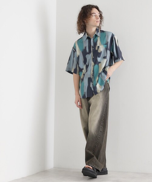 tk.TAKEO KIKUCHI(ティーケータケオキクチ)の「梨地ボカシプリントシャツ(シャツ/ブラウス・メンズ・ネイビー/ダークブラウン/ホワイト/ブラック・04/03/02)」の18枚目の写真