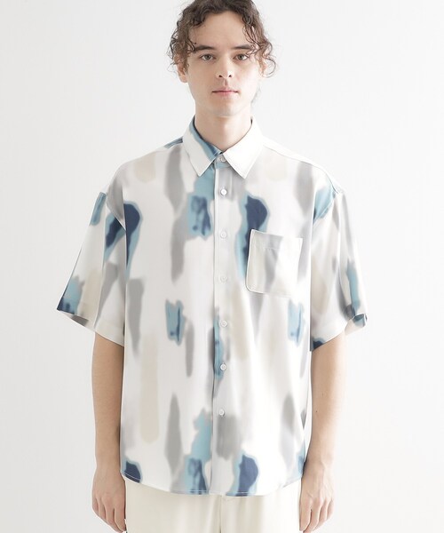 tk.TAKEO KIKUCHI(ティーケータケオキクチ)の「梨地ボカシプリントシャツ(シャツ/ブラウス・メンズ・ネイビー/ダークブラウン/ホワイト/ブラック・04/03/02)」の21枚目の写真