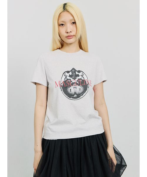 SORIN(ソリン )の「【SALE本日4/19販売終了】MASCULINE Cut-off Print T-shirt/マスキュリン カットオフプリントTシャツ(Tシャツ/カットソー・レディース・ブラック/ライトグレー/ダークブルー・38)」の3枚目の写真