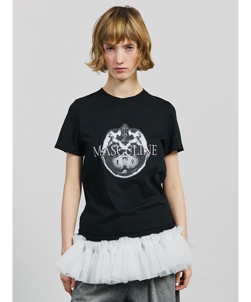 SORIN(ソリン )の「【SALE本日4/19販売終了】MASCULINE Cut-off Print T-shirt/マスキュリン カットオフプリントTシャツ(Tシャツ/カットソー・レディース・ブラック/ライトグレー/ダークブルー・38)」の2枚目の写真