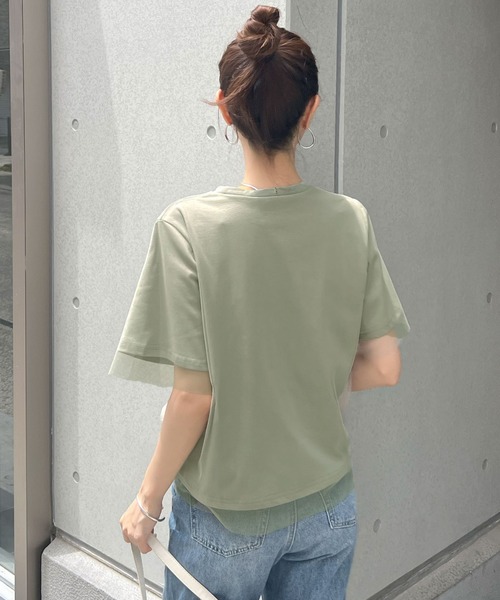Futier land(フューティアランド)の「レイヤードシアーチュールTシャツ(Tシャツ/カットソー・レディース・ホワイト/ミント/グレイッシュベージュ・MEDIUM/LARGE/X-LARGE)」の11枚目の写真