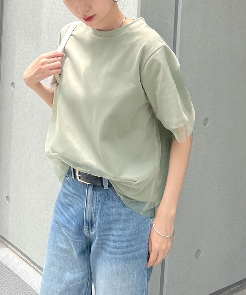Futier land(フューティアランド)の「レイヤードシアーチュールTシャツ(Tシャツ/カットソー・レディース・ホワイト/ミント/グレイッシュベージュ・MEDIUM/LARGE/X-LARGE)」の12枚目の写真