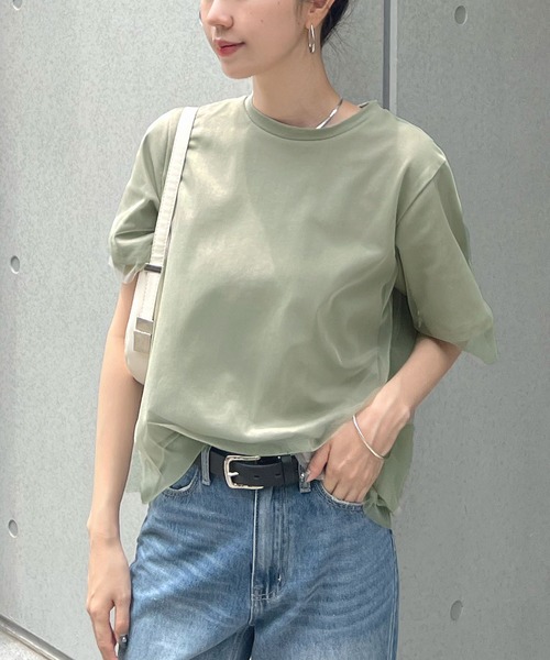 Futier land(フューティアランド)の「レイヤードシアーチュールTシャツ(Tシャツ/カットソー・レディース・ホワイト/ミント/グレイッシュベージュ・MEDIUM/LARGE/X-LARGE)」の14枚目の写真