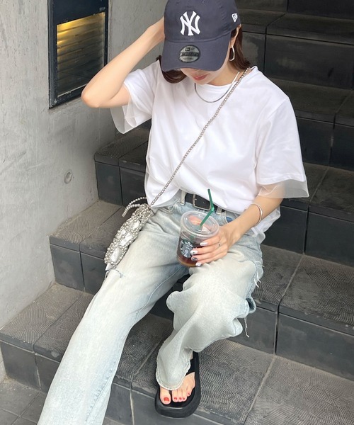 Futier land(フューティアランド)の「レイヤードシアーチュールTシャツ(Tシャツ/カットソー・レディース・ホワイト/ミント/グレイッシュベージュ・MEDIUM/LARGE/X-LARGE)」の17枚目の写真