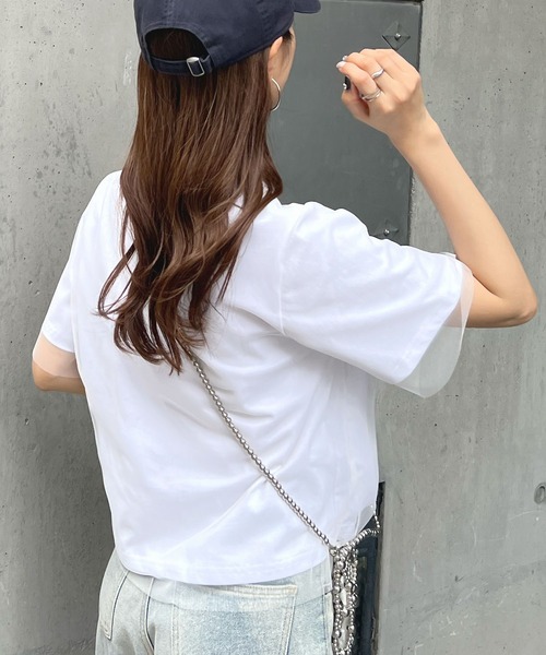 Futier land(フューティアランド)の「レイヤードシアーチュールTシャツ(Tシャツ/カットソー・レディース・ホワイト/ミント/グレイッシュベージュ・MEDIUM/LARGE/X-LARGE)」の18枚目の写真