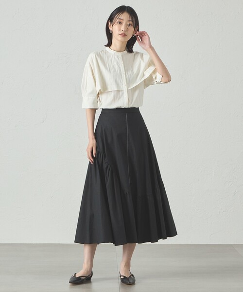 CAST:（キャストコロン）の「【1枚で着映える】レイヤードブラウス（シャツ/ブラウス・レディース・ブラック/グレー系その他2/グリーン/オフホワイト・S/M）」の11枚目の写真