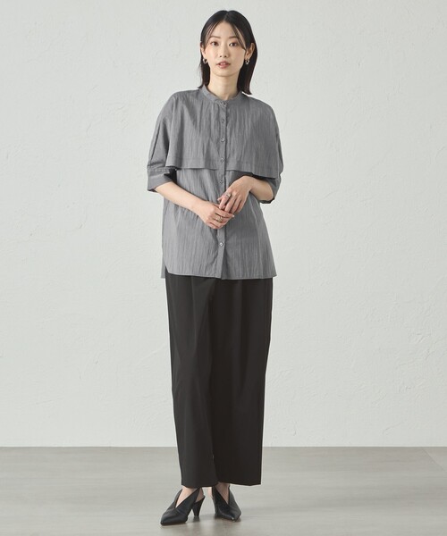 CAST:（キャストコロン）の「【1枚で着映える】レイヤードブラウス（シャツ/ブラウス・レディース・ブラック/グレー系その他2/グリーン/オフホワイト・S/M）」の12枚目の写真