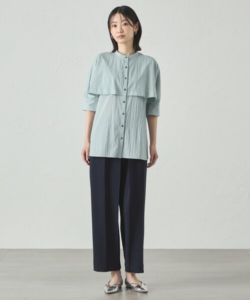 CAST:（キャストコロン）の「【1枚で着映える】レイヤードブラウス（シャツ/ブラウス・レディース・ブラック/グレー系その他2/グリーン/オフホワイト・S/M）」の14枚目の写真