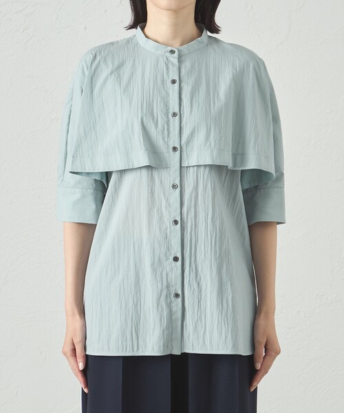 CAST:（キャストコロン）の「【1枚で着映える】レイヤードブラウス（シャツ/ブラウス・レディース・ブラック/グレー系その他2/グリーン/オフホワイト・S/M）」の15枚目の写真