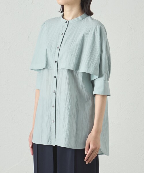 CAST:（キャストコロン）の「【1枚で着映える】レイヤードブラウス（シャツ/ブラウス・レディース・ブラック/グレー系その他2/グリーン/オフホワイト・S/M）」の5枚目の写真