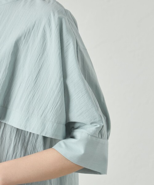 CAST:（キャストコロン）の「【1枚で着映える】レイヤードブラウス（シャツ/ブラウス・レディース・ブラック/グレー系その他2/グリーン/オフホワイト・S/M）」の7枚目の写真