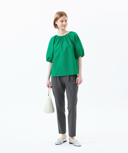 MACKINTOSH PHILOSOPHY（ﾏｯｷﾝﾄｯｼｭ ﾌｨﾛｿﾌｨｰ）の「サマーサッカーギャザーブラウス（シャツ/ブラウス・レディース・ベージュ/ブラック/グリーン・34/36/38）」の6枚目の写真