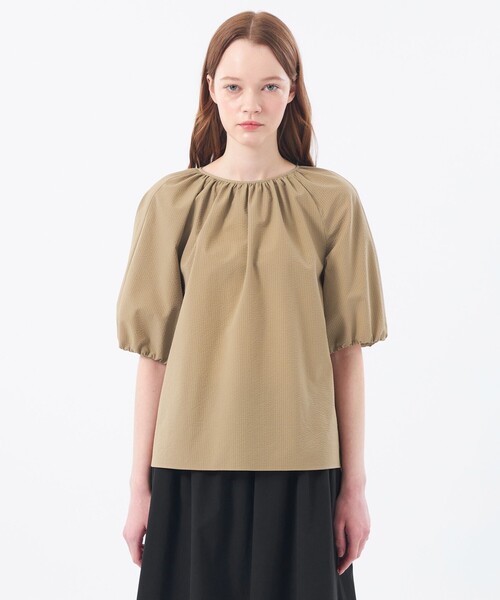 MACKINTOSH PHILOSOPHY（ﾏｯｷﾝﾄｯｼｭ ﾌｨﾛｿﾌｨｰ）の「サマーサッカーギャザーブラウス（シャツ/ブラウス・レディース・ベージュ/ブラック/グリーン・34/36/38）」の7枚目の写真