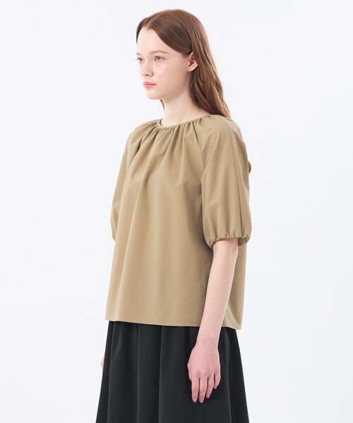 MACKINTOSH PHILOSOPHY（ﾏｯｷﾝﾄｯｼｭ ﾌｨﾛｿﾌｨｰ）の「サマーサッカーギャザーブラウス（シャツ/ブラウス・レディース・ベージュ/ブラック/グリーン・34/36/38）」の8枚目の写真