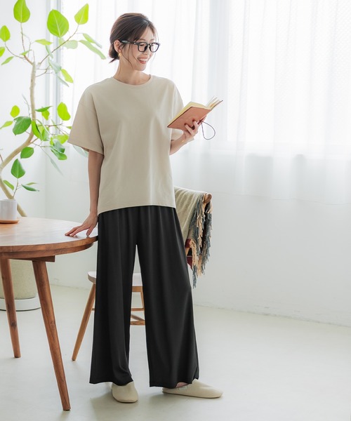 coca（coca）（コカ）の「とろみリブリラックスパンツ /防シワ/速乾（その他パンツ・レディース・ライトベージュ/グレイッシュベージュ/ブラック/ネイビー・S/L/M）」の8枚目の写真