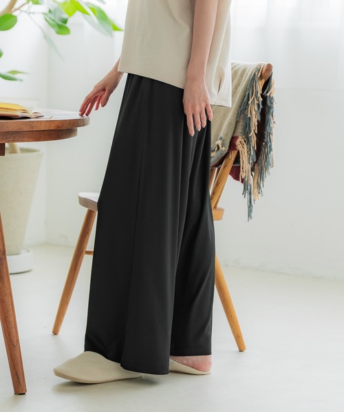 coca（coca）（コカ）の「とろみリブリラックスパンツ /防シワ/速乾（その他パンツ・レディース・ライトベージュ/グレイッシュベージュ/ブラック/ネイビー・S/L/M）」の9枚目の写真