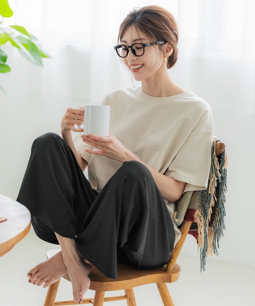 coca（coca）（コカ）の「とろみリブリラックスパンツ /防シワ/速乾（その他パンツ・レディース・ライトベージュ/グレイッシュベージュ/ブラック/ネイビー・S/L/M）」の10枚目の写真