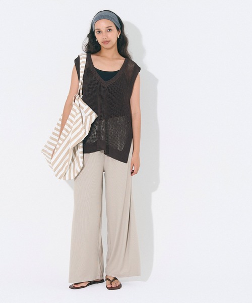 coca（coca）（コカ）の「とろみリブリラックスパンツ /防シワ/速乾（その他パンツ・レディース・ライトベージュ/グレイッシュベージュ/ブラック/ネイビー・S/L/M）」の13枚目の写真