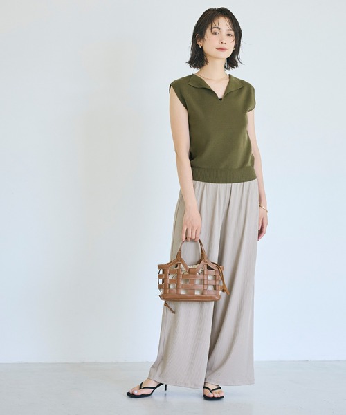 coca(coca)(コカ)の「\速乾/しわになりにくい/ストレッチ/とろみリブリラックスパンツ(その他パンツ・レディース・ライトベージュ/グレイッシュベージュ/ブラック/ネイビー・S/L/M)」の5枚目の写真