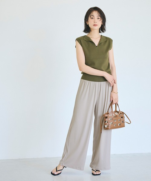 coca(coca)(コカ)の「\速乾/しわになりにくい/ストレッチ/とろみリブリラックスパンツ(その他パンツ・レディース・ライトベージュ/グレイッシュベージュ/ブラック/ネイビー・S/L/M)」の7枚目の写真